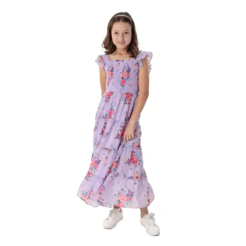 Rare Editions Big Kid Girls Embellished Sleeveless Floral Maxi Dress