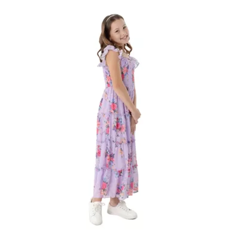 Rare Editions Big Kid Girls Embellished Sleeveless Floral Maxi Dress