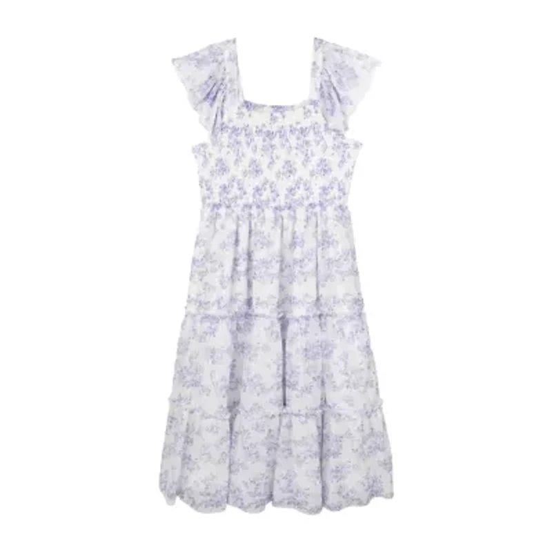 Rare Editions Big Kid Girls Short Sleeve Floral Maxi Dress