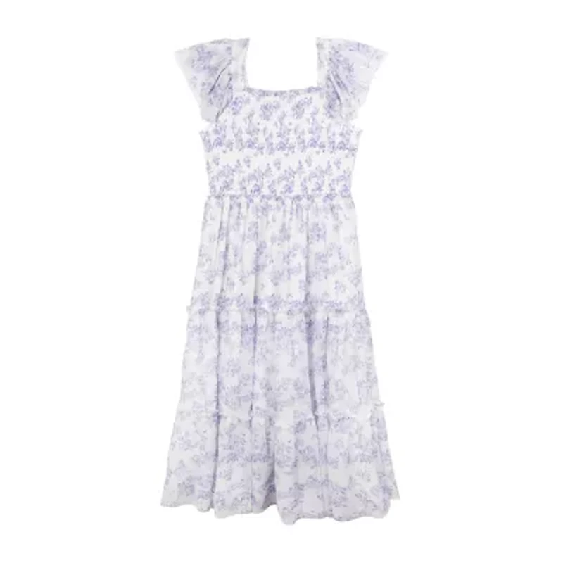 Rare Editions Big Kid Girls Short Sleeve Floral Maxi Dress
