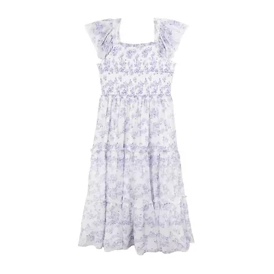 Rare Editions Big Kid Girls Short Sleeve Floral Maxi Dress