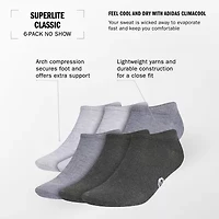 adidas Superlite Mens Multi-Pack 6 Pair No Show Socks