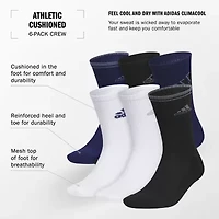 adidas Cushion Mix Mens 6 Pair Crew Socks