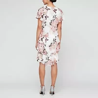 S. L. Fashions Womens Short Sleeve Midi Floral Shift Dress
