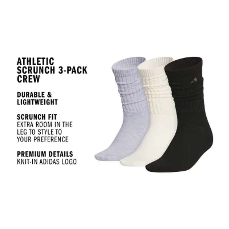 adidas Womens 3 Pair Crew Socks