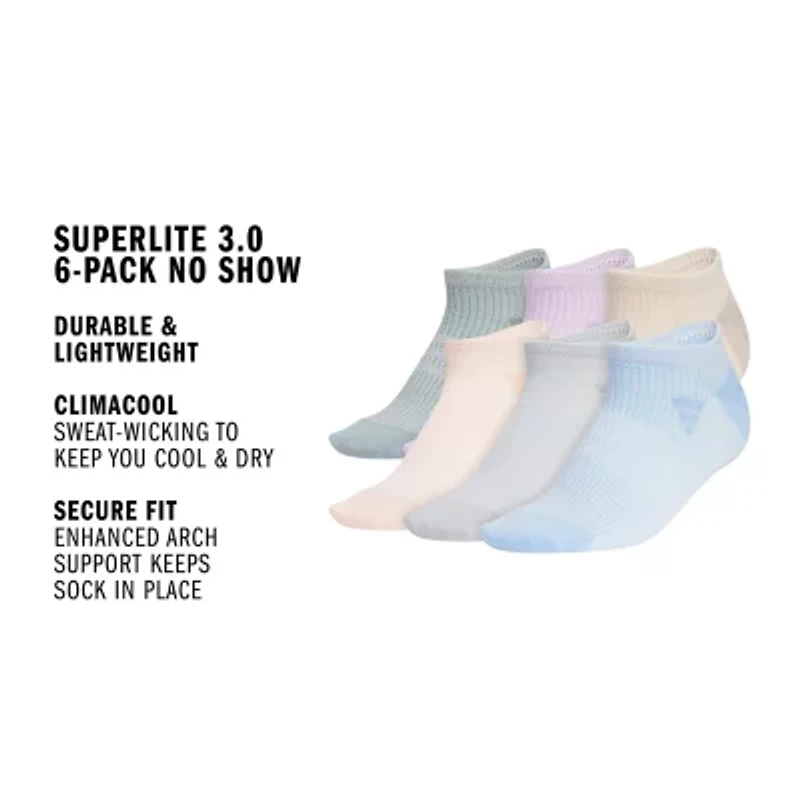 adidas Womens 6 Pair No Show Socks