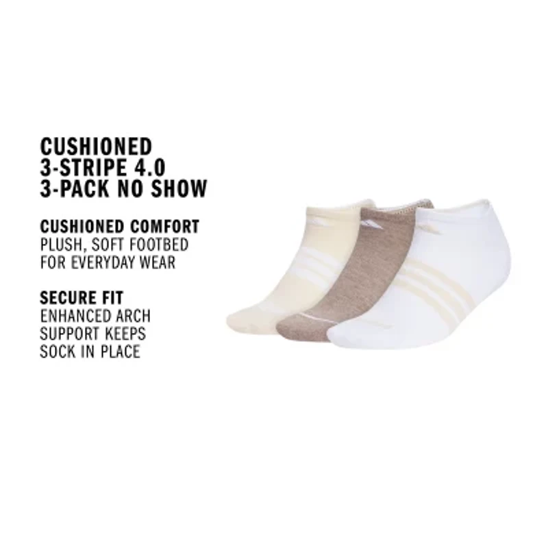 adidas Womens 3 Pair No Show Socks