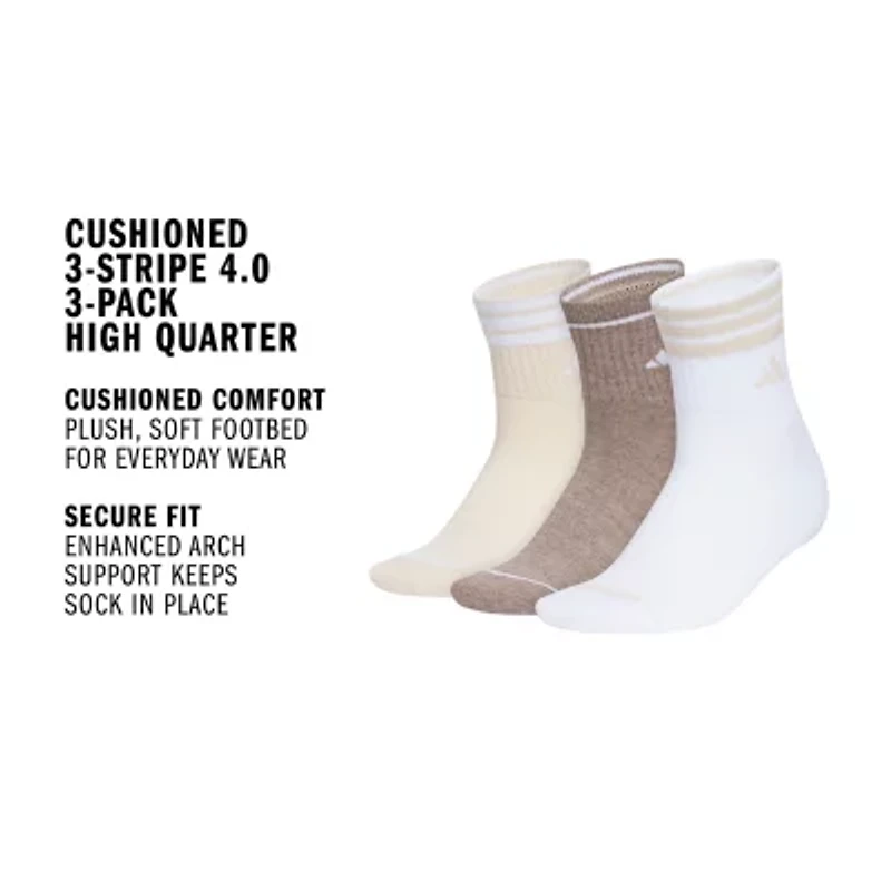 adidas Womens 3 Pair Quarter Ankle Socks