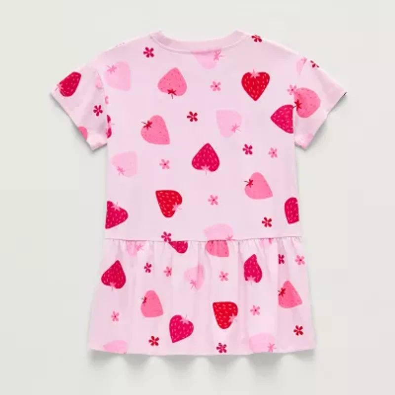 Okie Dokie Toddler & Little Girls Short Sleeve Drop Waist Dress