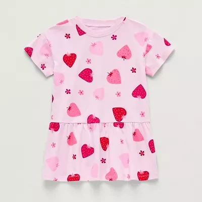 Okie Dokie Toddler & Little Girls Short Sleeve Drop Waist Dress