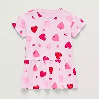Okie Dokie Toddler & Little Girls Short Sleeve Drop Waist Dress
