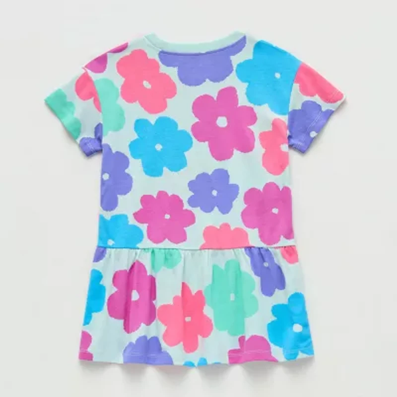 Okie Dokie Toddler & Little Girls Short Sleeve Drop Waist Dress
