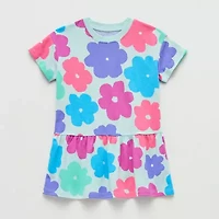 Okie Dokie Toddler & Little Girls Short Sleeve Drop Waist Dress