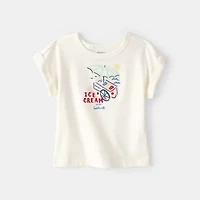Carter's Toddler Girls Round Neck Short Sleeve Regular Fit Graphic T-Shirt