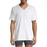 Stafford Heavyweight Cotton Mens 4 Pack Short Sleeve V Neck T-Shirt