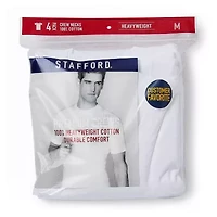 Stafford Heavyweight Cotton Mens 4 Pack Short Sleeve Crew Neck T-Shirt