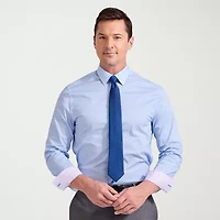 Nick Graham Mens Spread Collar Long Sleeve Stretch Fabric Shirt + Tie Set