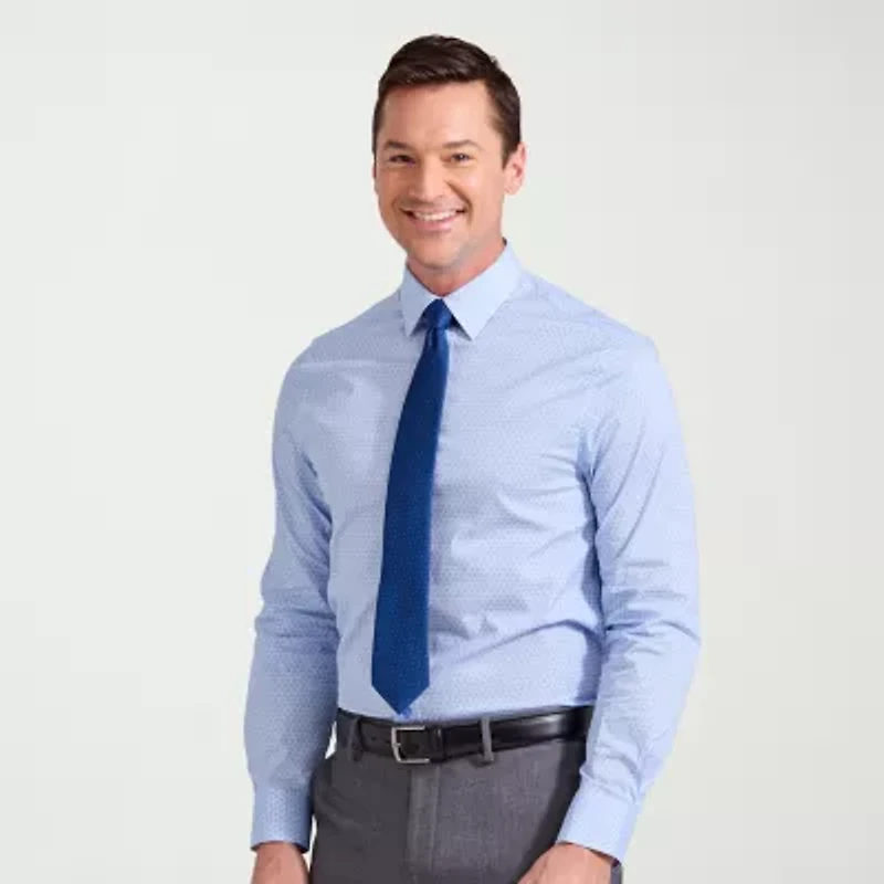 Nick Graham Mens Spread Collar Long Sleeve Stretch Fabric Shirt + Tie Set