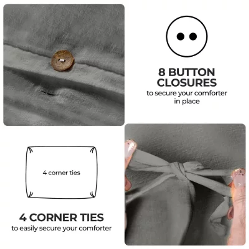 SUPERIOR® Orion Linen Garment Washed Soft Reversible Duvet Cover