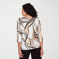 Alfred Dunner Seville Womens Crew Neck 3/4 Sleeve T-Shirt