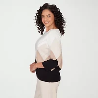 Alfred Dunner Seville Womens Boat Neck 3/4 Sleeve Argyle Pullover Sweater