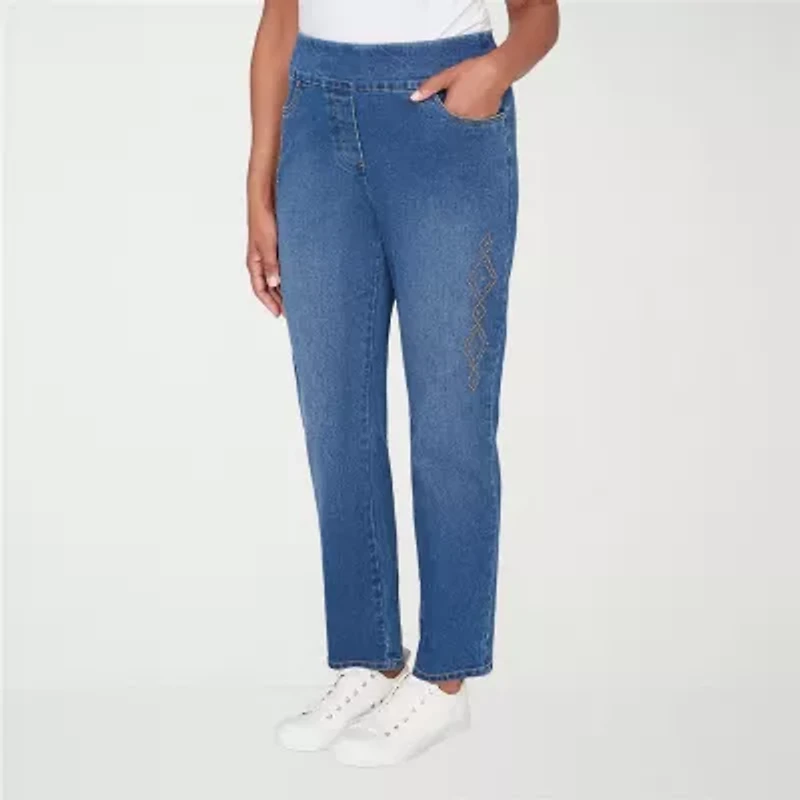 Alfred Dunner Austin Womens Mid Rise Straight Leg Jean