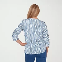 Alfred Dunner Austin Womens Crew Neck 3/4 Sleeve T-Shirt