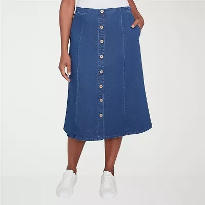 Alfred Dunner Classics Womens High Low Denim Skirt