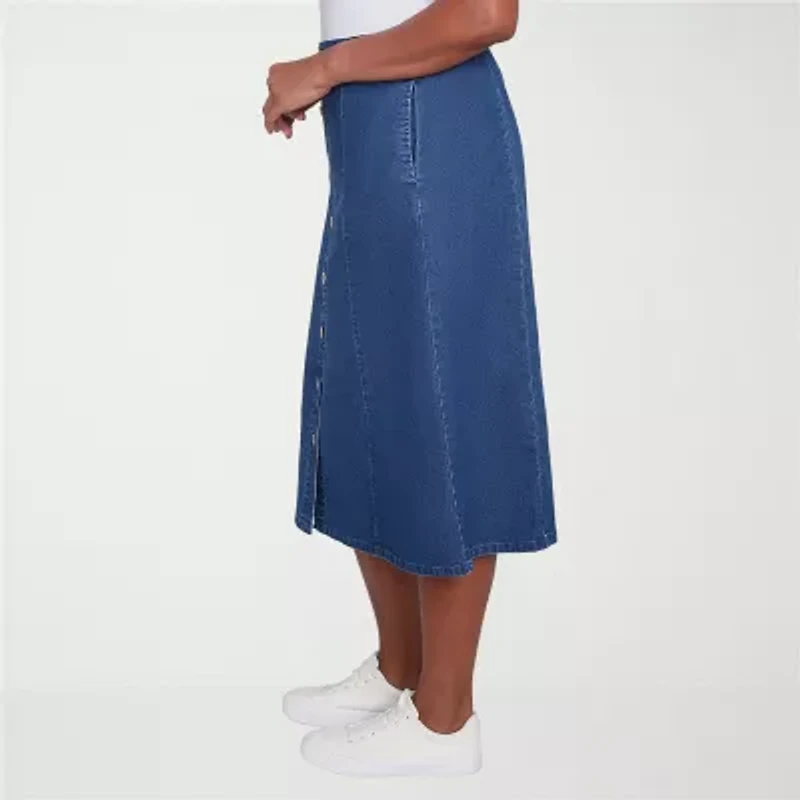 Alfred Dunner Classics Womens High Low Denim Skirt