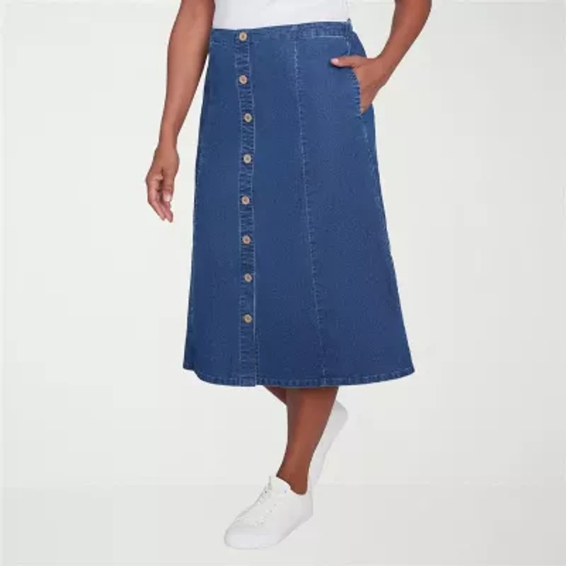 Alfred Dunner Classics Womens High Low Denim Skirt
