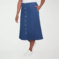 Alfred Dunner Classics Womens High Low Denim Skirt