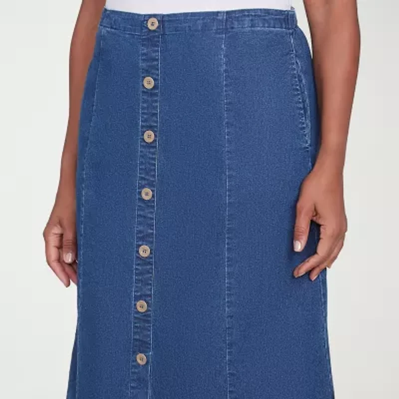 Alfred Dunner Classics Womens High Low Denim Skirt