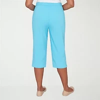 Alfred Dunner Classics Womens Stretch Fabric Straight Mid Rise Capri Pant