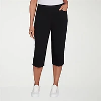 Alfred Dunner Classics Womens Stretch Fabric Straight Mid Rise Capri Pant