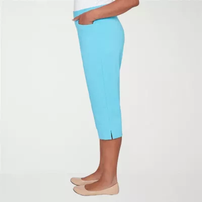 Alfred Dunner Classics Womens Stretch Fabric Straight Mid Rise Capri Pant
