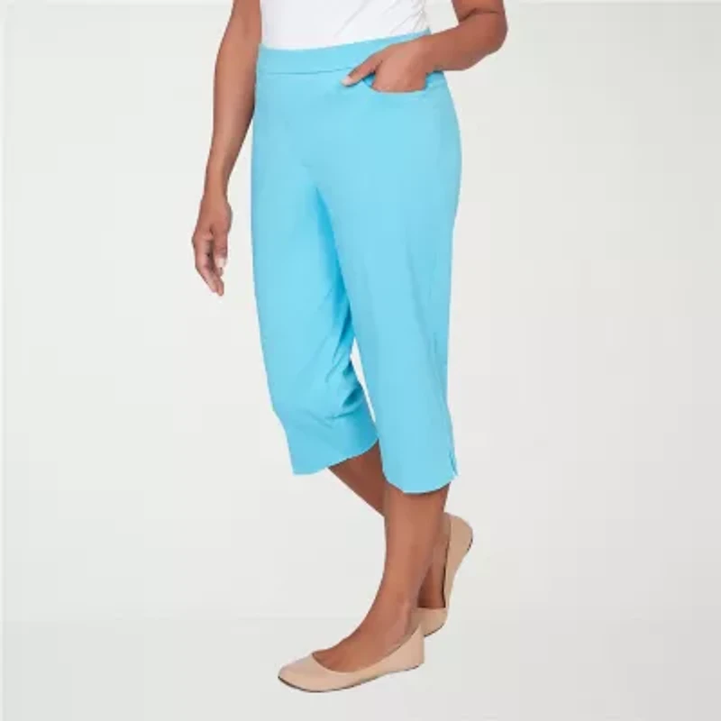 Alfred Dunner Classics Womens Stretch Fabric Straight Mid Rise Capri Pant