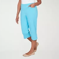 Alfred Dunner Classics Womens Stretch Fabric Straight Mid Rise Capri Pant