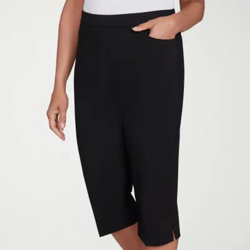 Alfred Dunner Classics Womens Stretch Fabric Straight Mid Rise Capri Pant