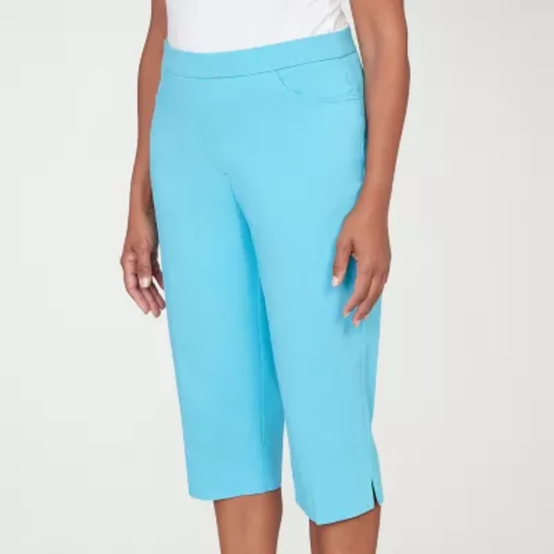 Alfred Dunner Classics Womens Stretch Fabric Straight Mid Rise Capri Pant