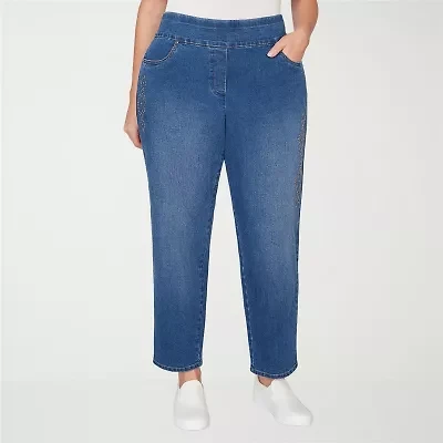 Alfred Dunner Austin Womens Mid Rise Straight Leg Jean