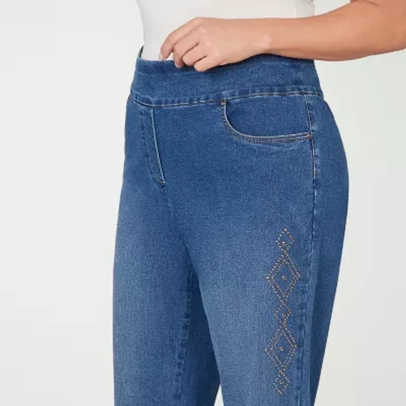 Alfred Dunner Austin Womens Mid Rise Straight Leg Jean