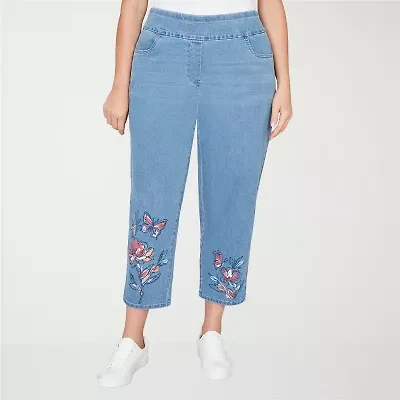 Alfred Dunner Austin Womens Plus Mid Rise Capri Jean