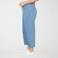 Alfred Dunner Austin Womens Plus Mid Rise Capri Jean