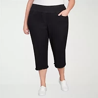 Alfred Dunner Classics Womens Plus Mid Rise Stretch Fabric Capri Jean