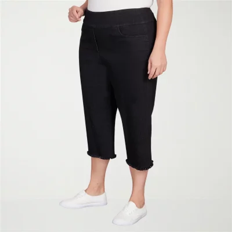 Alfred Dunner Classics Womens Plus Mid Rise Stretch Fabric Capri Jean