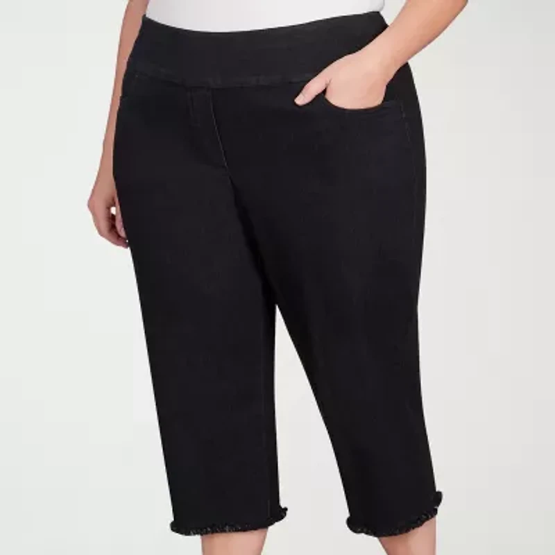 Alfred Dunner Classics Womens Plus Mid Rise Stretch Fabric Capri Jean