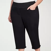 Alfred Dunner Classics Womens Plus Mid Rise Stretch Fabric Capri Jean