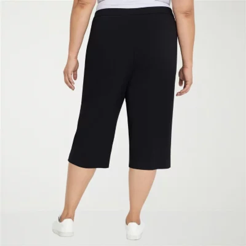 Alfred Dunner Classics Womens Plus Stretch Fabric Straight Mid Rise Capri Pant