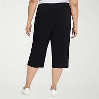 Alfred Dunner Classics Womens Plus Stretch Fabric Straight Mid Rise Capri Pant