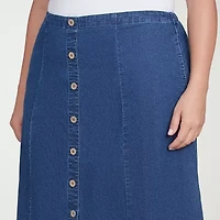 Alfred Dunner Classics Womens Plus Midi Denim Skirt